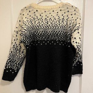 Madewell Cream/Black Heart Knit Wool Sweater